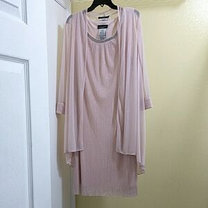 Dusty Pink Sleeveless Cocktail Dress with Chiffon Jacket - Sz 14W